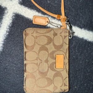 Coach Brown Signature Wristlet